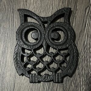 Vintage metal Black Owl trivet/ Wall Decor